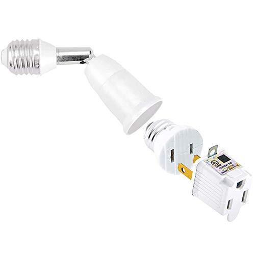 E26 E27 Standard Medium Light Socket Extender Rated 150W 4.5 inch 2 Prong Outlet Screw In Adapter - Type A Outlet Converter also for 3 prong plug Pack 3