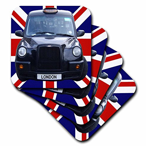 3dRose cst_113050_3 London Black Taxi Cab on British Flag Union Jack Background Uk Great Britain United Kingdom Travel Ceramic Tile Coasters, (Set of 4) 3dRose cst_113050_3 London Black Taxi Cab on British Flag Union Jack Background Uk Great Britain United Kingdom Travel Ceramic Tile Coasters, (Set of 4)