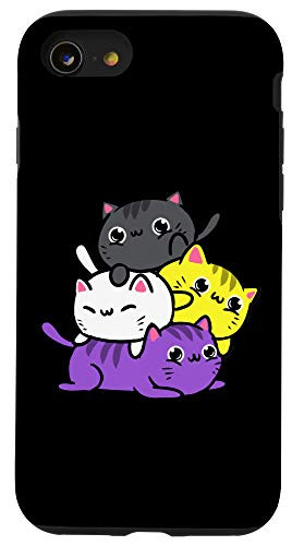 iPhone SE  2020    7   8 Kawaii Cat Pile Nonbinary Pride Case