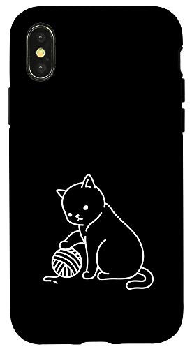 iPhone X XS Cute Animal Line Art Cat Kids Illustration Art Case
