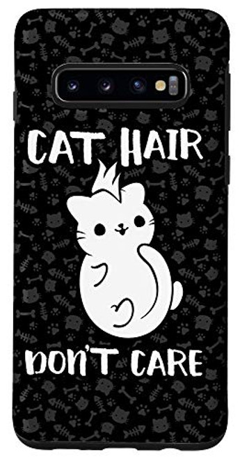 Galaxy S10 White Cat Hair Dont Care Funny Meme Kitty Cat Lover Gift Case Galaxy S10 White Cat Hair Dont Care Funny Meme Kitty Cat Lover Gift Case