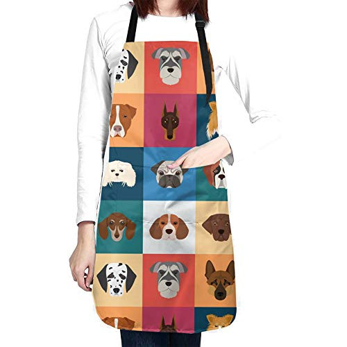 wodealmug Women Dog Apron Adjustable Neck Kitchen Bib Cook Apron With Pocket For Cooking Baking Gardening wodealmug Women Dog Apron Adjustable Neck Kitchen Bib Cook Apron With Pocket For Cooking Baking Gardening