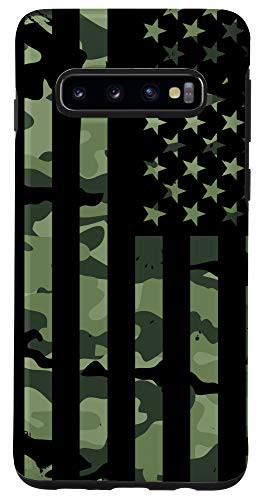 Galaxy S10 Army Military Thin Green Line US American Flag Camouflage Case