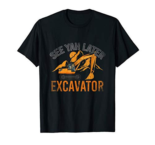 Construction Worker Driver Men Boys Kids Excavator T-Shirt