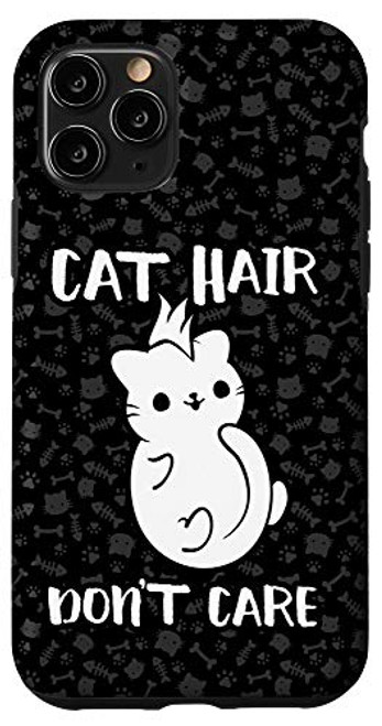 iPhone 11 Pro White Cat Hair Dont Care Funny Meme Kitty Cat Lover Gift Case