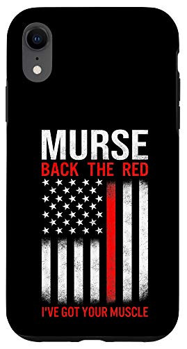 iPhone XR Murse American Flag Back The Red Line Firefighter RN Gifts Case