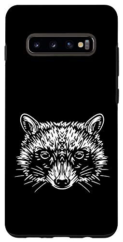 Galaxy S10plus  Racoon Animal Line Art Simple Minimal Art Case