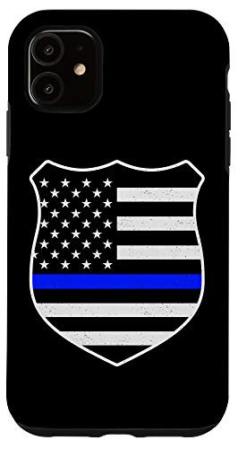 iPhone 11 Police Officer Thin Blue Line Flag Badge Sheriff Cop Gift Case