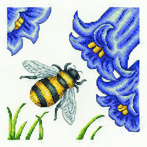 DMC Bee and Bluebells Cross Stitch Kit-8"X8" 14 Count