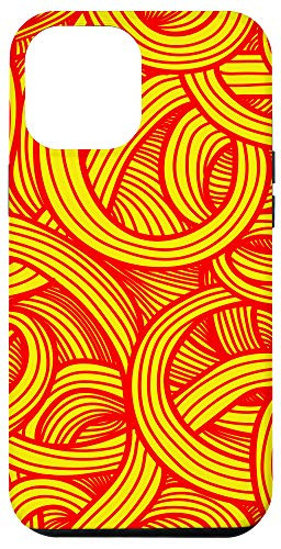 iPhone 12 Pro Max Geometric Pattern Swirl Line Art Red Yellow Case