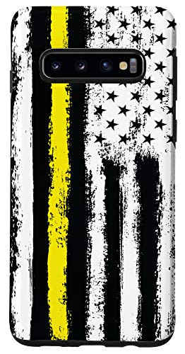 Galaxy S10 Thin Yellow Line US American Flag Dispatcher Gift Patriotic Case
