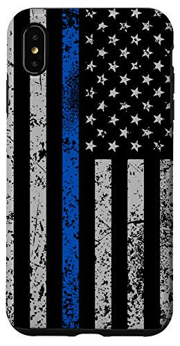 iPhone XS Max USA Flag Thin Blue Line Cool Patriotism Police Officer Gift Case