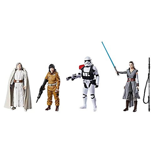 Star Wars The Last Jedi Set of 4 Figures Luke Skywalker, Rey, Tech Rose, First Order Stormtrooper