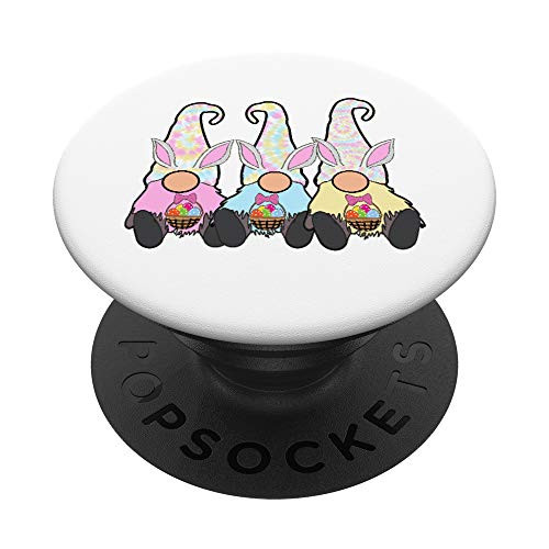 3 Hippie Easter Gnomes Pastel Tie Dye Hats Bunny Ears PopSockets PopGrip Swappable Grip for Phones  and  Tablets