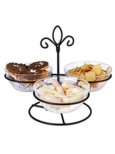 StealStreet SS-KI-OL122 Mini Glass Bowl Server with Metal Stand