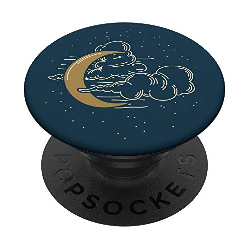 Astrology Moon Clouds Dark Blue PopSockets PopGrip Swappable Grip for Phones  and  Tablets