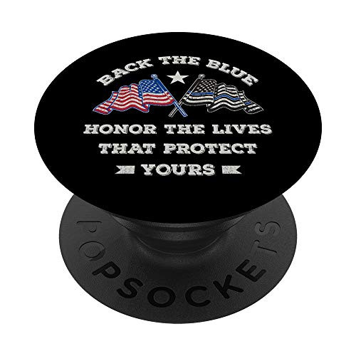 Back The Blue USA And Thin Blue Line Police Flag PopSockets Grip and Stand for Phones and Tablets