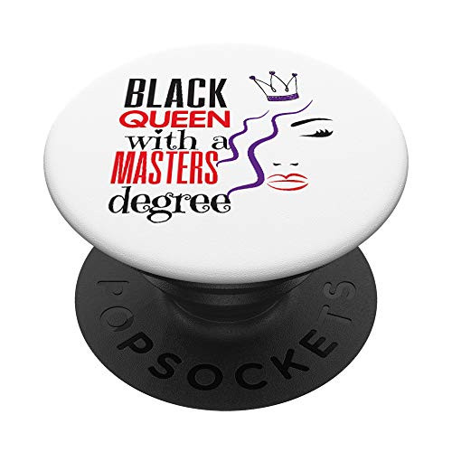Black Queen Masters Degree MSW Social Work Graduation Gift PopSockets PopGrip Swappable Grip for Phones  and  Tablets