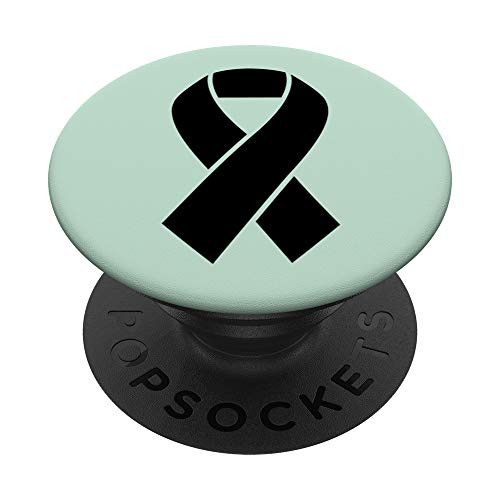 Black Ribbon Disease Awareness Green PopSockets PopGrip Swappable Grip for Phones  and  Tablets
