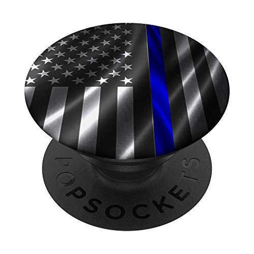 Blue Lives Matter Distressed US Flag Thin Blue Line Police PopSockets PopGrip Swappable Grip for Phones  and  Tablets