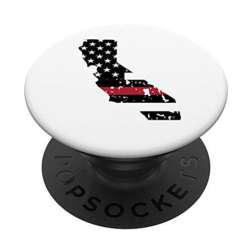 California Red Line Firefighter Flag PopSockets PopGrip Swappable Grip for Phones  and  Tablets
