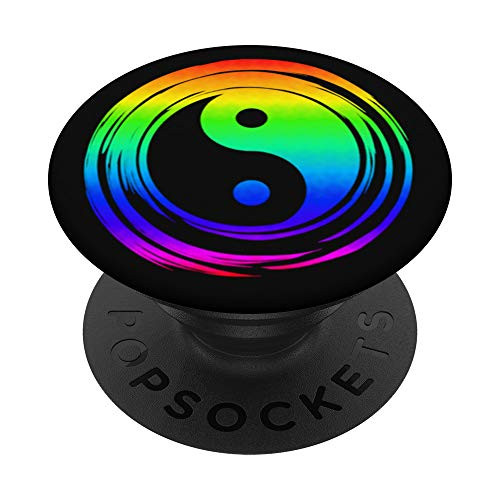 Colorful Rainbow Yin and Yang Symbol PopSockets PopGrip Swappable Grip for Phones  and  Tablets