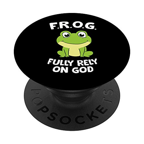 Cute Frog Fully Rely On God Christian Frog PopSockets PopGrip Swappable Grip for Phones  and  Tablets