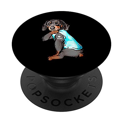 Dachshund Tattoo I love Mom Dogmom Mother s Day Gift PopSockets PopGrip Swappable Grip for Phones  and  Tablets