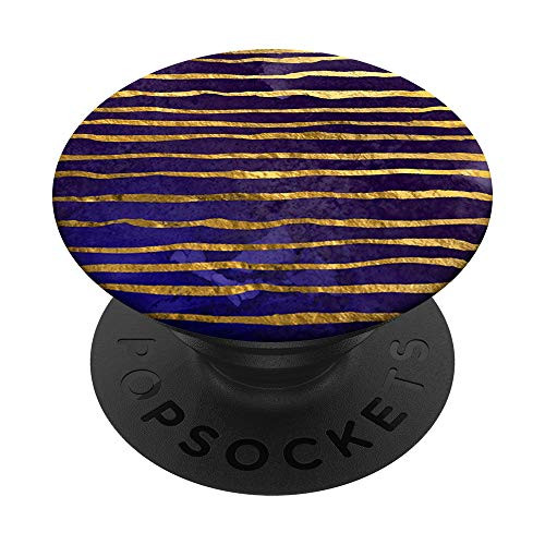 Deep Purple Striped Wavy Lines Abstract Trendy Glam Stripe PopSockets Grip and Stand for Phones and Tablets