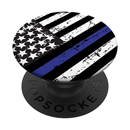 Distressed Police Thin Blue Line US Flag PopSockets PopGrip Swappable Grip for Phones and Tablets Distressed Police Thin Blue Line US Flag PopSockets PopGrip Swappable Grip for Phones and Tablets