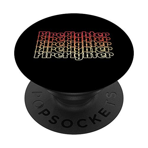 Firefighter Text Typography Retro Thin Red Line Fireman Gift PopSockets Grip and Stand for Phones and Tablets