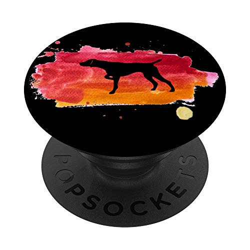 German Shorthair Pointer watercolor pink orange black PopSockets Grip and Stand for Phones and Tablets