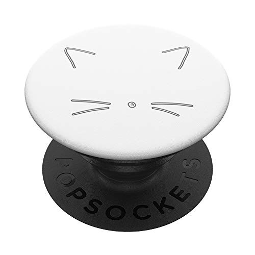 Grey Cat Ears Whisker Nose White Kitty Cat Cute Kitten PopSockets Grip and Stand for Phones and Tablets