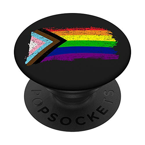Inclusive Progress Pride Flag Gay Pride LGBTQ Rainbow Flag PopSockets Grip and Stand for Phones and Tablets