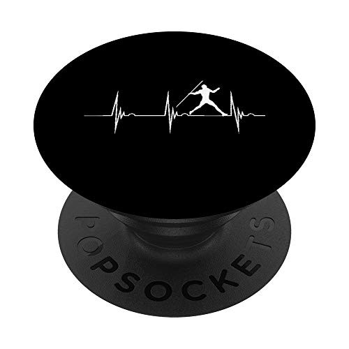 Javelin Heartbeat Thrower Pulse Line Track And Field PopSockets Grip and Stand for Phones and Tablets