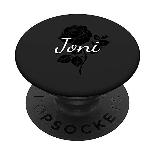 Joni - Floral Black Rose Gray Personalized First Name PopSockets PopGrip Swappable Grip for Phones  and  Tablets
