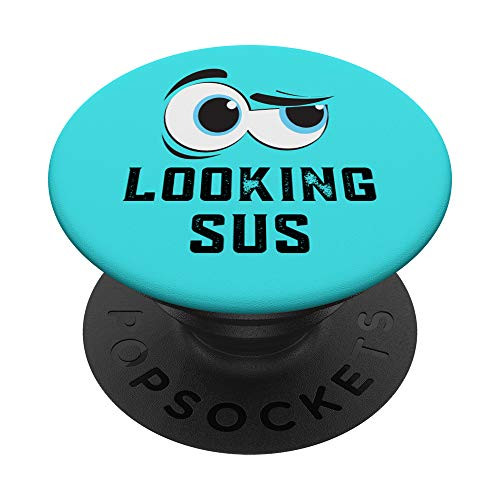 Looking Sus eyes cyan PopSockets PopGrip Swappable Grip for Phones  and  Tablets