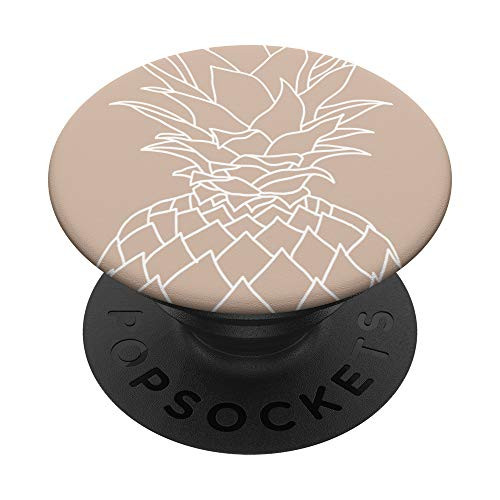 Pineapple Tropical Fruit Food Line Art Modern Neutral Beige PopSockets PopGrip Swappable Grip for Phones  and  Tablets