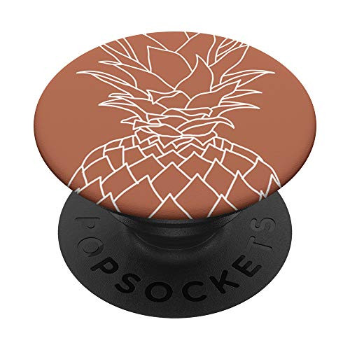 Pineapple Tropical Fruit Food Line Art Modern Terracotta PopSockets PopGrip Swappable Grip for Phones  and  Tablets