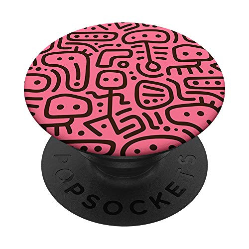 Pink Human Animal Line Retro Pattern Art PopSockets PopGrip Swappable Grip for Phones  and  Tablets