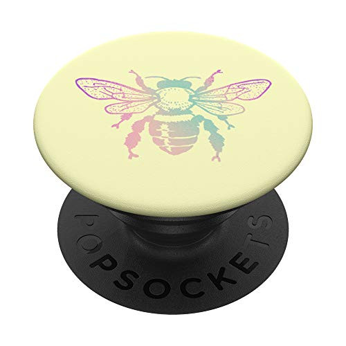 Rainbow Bee Honeybee Cream PopSockets PopGrip Swappable Grip for Phones and Tablets Rainbow Bee Honeybee Cream PopSockets PopGrip Swappable Grip for Phones and Tablets