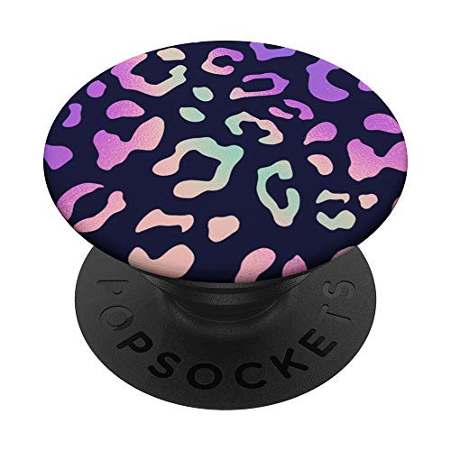 Rainbow Leopard Cheetah Navy Blue PopSockets PopGrip Swappable Grip for Phones  and  Tablets