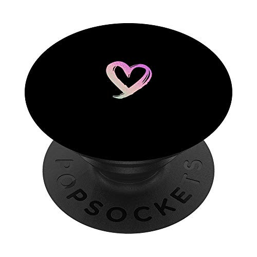 Rainbow Minimalist Heart Black PopSockets PopGrip Swappable Grip for Phones  and  Tablets