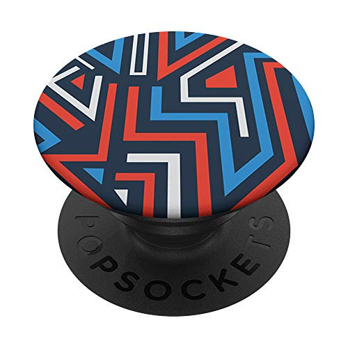 Red White Blue Abstract Lines Geometric Pattern American PopSockets PopGrip Swappable Grip for Phones  and  Tablets