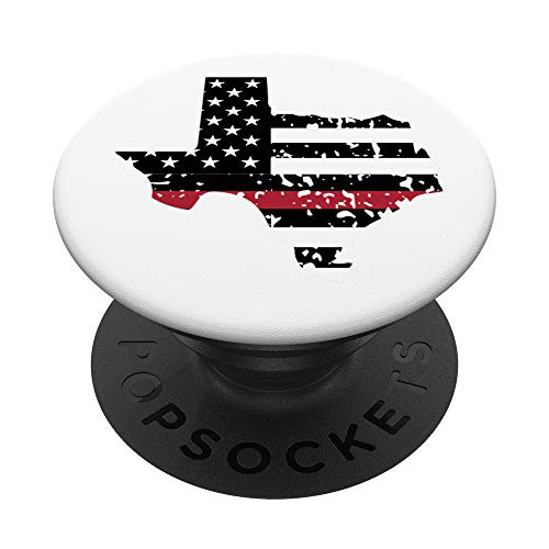 Texas Red Line Firefighter Flag PopSockets PopGrip Swappable Grip for Phones  and  Tablets