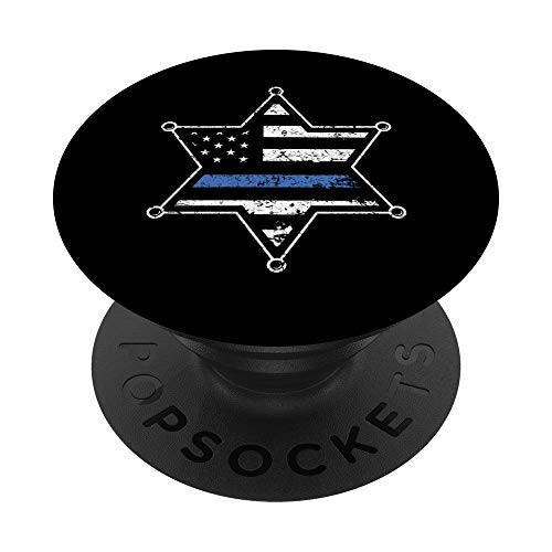 Thin Blue Line Gift - Police Officer US American FLag PopSockets Grip and Stand for Phones and Tablets