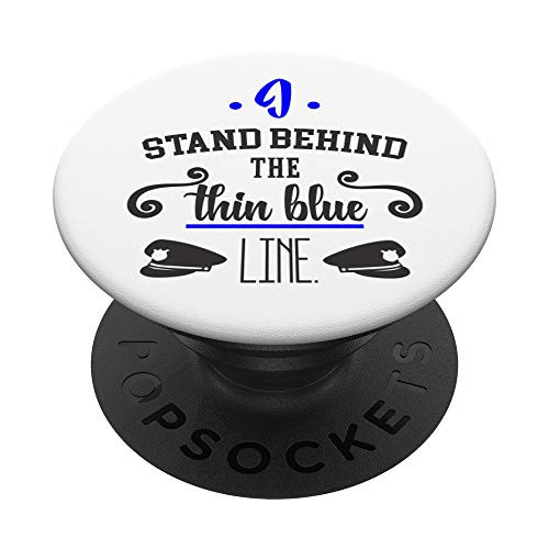 Thin Blue Line Retro Police Support Quote PopSockets Grip and Stand for Phones and Tablets