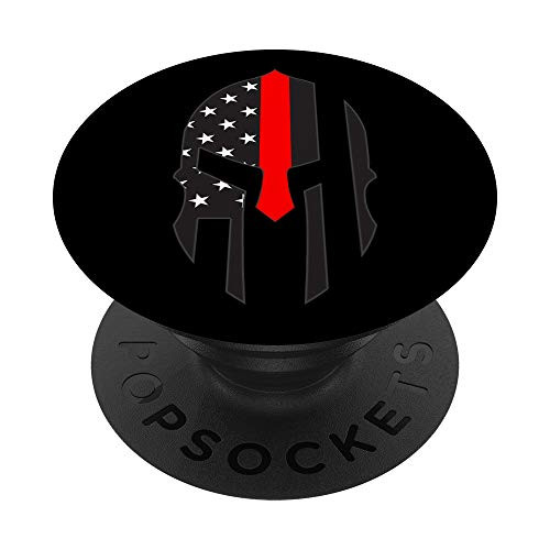 Thin Red Line Firefighter American Flag Spartan PopSockets PopGrip Swappable Grip for Phones  and  Tablets