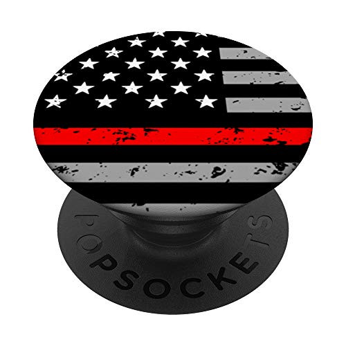 Thin Red Line Firefighter American Flag Stars and Stripes PopSockets Grip and Stand for Phones and Tablets
