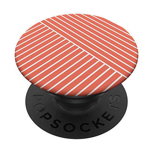 Thin White Lines on Nectarine-Coral PopSockets Grip and Stand for Phones and Tablets